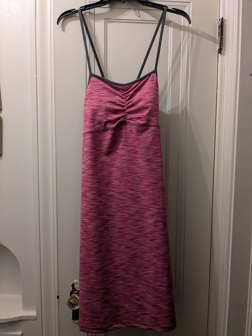 Dakini Pink Heathered Ruched Spaghetti Strap Maxi Dress